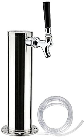 ACROSSPART Single Tap Draft Beer Tower Stainless Steel Single Tap Kegerator Tower Kit Perfect Draft Beer Kegs Column Beer Dispenser Tower Single Tap Draft Beer Beverage Tower