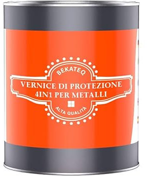 BEKATEQ Lacca protettiva per metalli 4in1 1L Nero I Primer + Vernice antiruggine + Mano intermedia + Mano di finitura I Vernice per metalli per tetti, finestre, porte, recinzioni LS-570