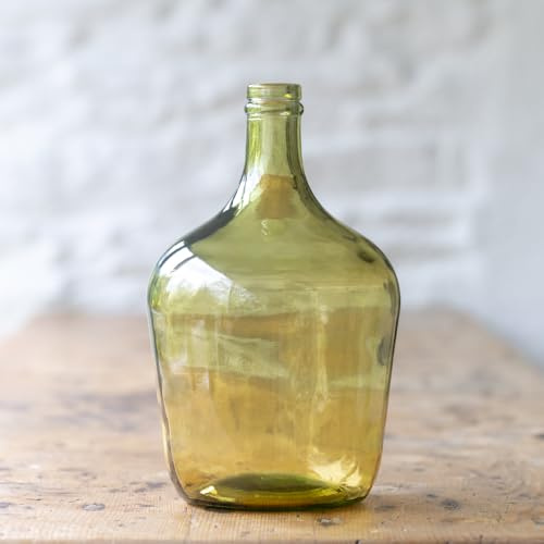 Glass Demijohn Vase, Flower Amber Recycled Glass Bottle-Neck, 30 cm Height
