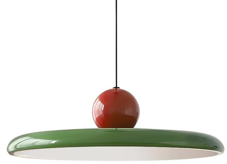 XIRYTU-H Lampadario a Sospensione LED 40cm, 36W Dimmerabile, Lampada a Soffitto Regolabile in Altezza, 3000K/4500K/6000K, Moderno in Metallo per Soggiorno, Sala da Pranzo (Rosso + Verde)