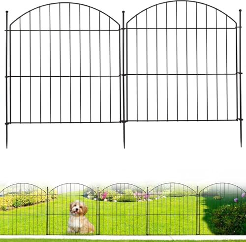IMSGVIFO Steckzaun Metall,Teichzaun 80cm Hoch,10x Oberbogen Rund Dekorativer Gartenzaun,Gitterzaun Set Beetzaun Zaunelemente Steckzaun für Hunde Teichumrandung Hühnerzaun Schafzaun,Anthrazit