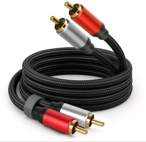 SSS·GRGB 2RCA to 2RCA Audio Cable 50FT Gold-Plated Male to Male Stereo Subwoofer Cable, Nylon-Braided Hi-Fi RCA Cables for Home Theater, Car Audio, Amplifiers, Speakers (Dual Shielded Copper Core)