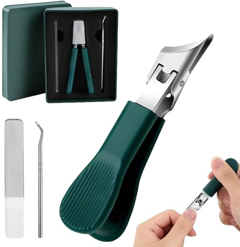 Set di 3 Tagliaunghie in Acciaio Inossidabile,Tagliaunghie per Unghie Incarnite e Spesse,tagliaunghie Inclinato per Unghie dei Piedi,Impugnatura Antiscivolo,Design Anti-Schizzi
