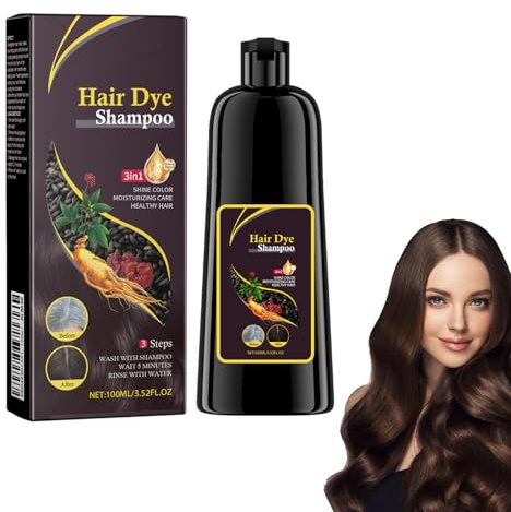 Shampooing Instantané,Naturel Pour Cheveux Gris Pour Femmes,Teinture Instantanée pour Cheveux,Shampooing pour Coloration Naturelle et Durable des Cheveux (Marron)