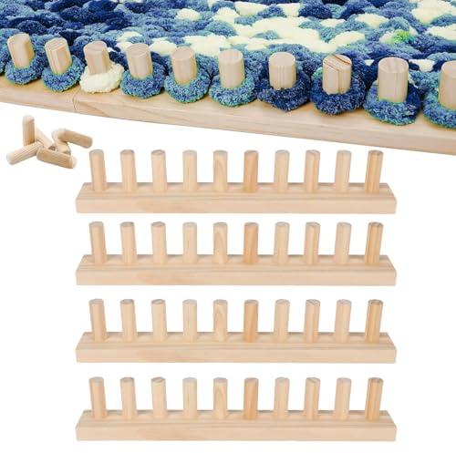 Ayrirel 4Pcs Chunky Blanket Knitting Loom,62in Wooden Looms Frame Hand Blanket Knitting Frames Beginner Friendly Hand Knitting Tool Adjustable Size for DIY Throw Blankets