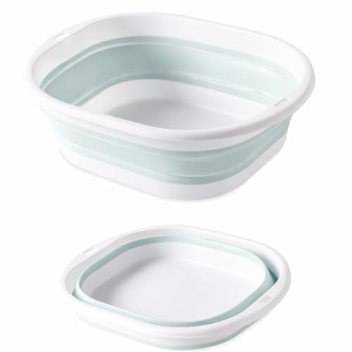 3.5L Foldable Sink, Durable and Portable Silicone-Plastic Dishwashing Basin, Lightweight and Easy-to-Carry Sink for Camping, Outdoor Activities, and Travel, Space-Saving (blue)