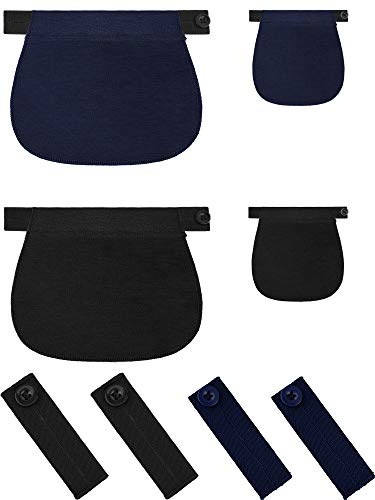 SATINIOR 8 Pcs Maternity Pants Extender Set Adjustable Waist Extenders for Pregnancy, Pregnancy Stretch Band for Jeans Pants Trousers Elastic Waistband Expander for Women Men, Black and Blue