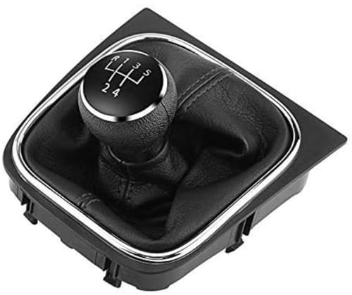 Jadeshay Gear Shift Knob,5 Speed Gear Stick Shifter Head Gearstick Gaiter Boot Kit Manual Shift Lever Stick Cover Compatible with Golf 6 MK5 MK6 2005-2014,Gear Stick Gaiter + Gear Knob + Frame