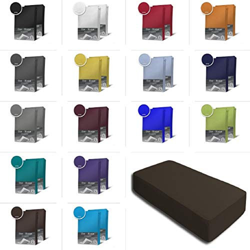 one-home 2er Set Jersey Spannbettlaken Spannbetttuch Baumwolle Topper Boxspringbett Laken, Größe:90x200 cm - 100x200 cm, Farbe:Braun