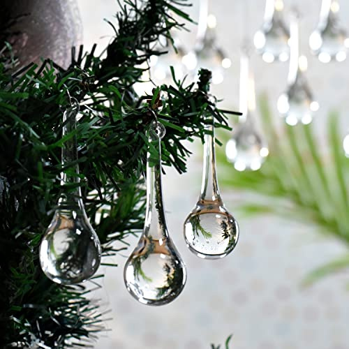 IndianShelf 20 Piece Clear Glass Teardrop Christmas Ornaments Home Décor