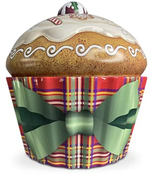 Boîte de rangement pour cupcakes de Noël - Boîte à biscuits - Boîte à pain d'épices - En relief et imprimé - Vol. 1,5 l - Dimensions : 18 x 20 cm