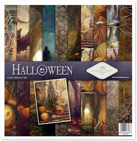 ITD Collection - Scrapbook Papier - Scrapbooking Set - Motivpapier zum Basteln - Dekorpapier 12x12 inches - 310 x 310 mm - 10 Blatt + 1 – Halloween - SLS-054