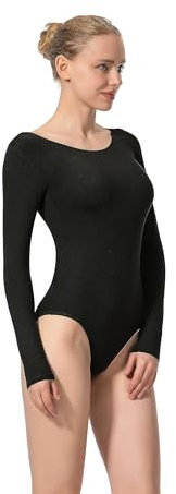 Mulnall Damen Basic Dance Trikot Langarm Gymnastik Tanzbekleidung Team Kurzarm Ballett Trikot Tank Top Ärmellose Trikot Leotard(UK4028-06-L)