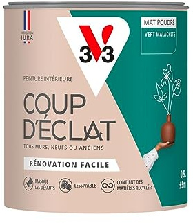 V33 Peinture murale intérieure Coup d'Éclat® Vert malachite Mat Poudré 0,5L