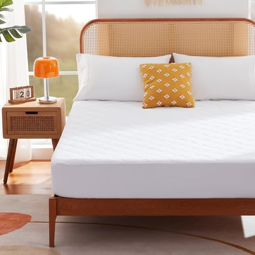 Sonive Coprimaterasso sottile e impermeabile da 200 x 200 cm, traspirante, con angoli profondi da 30 cm, certificato Oeko-Tex, per tutte le stagioni, di colore bianco