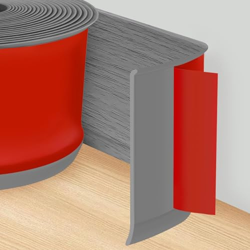 Bocguy Weichsockelleiste Selbstklebend Breit, PVC Klebeleisten Selbstklebend Boden, Selbstklebende Fussleisten, Bodenleisten Sockelleiste Flexible für Küche, Bad, Schlafzimmern und Wohnzimmern