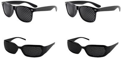 Landrain 4 Stück Rasterbrille, Lochbrille Augentraining zur Entspannung Original,korrekturbrille Schwarze