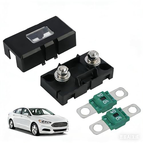 1 Pezzi Portafusibili ANS per Auto con 2 Pezzi Fusibili Midi Bolt On da 40A, Adatto per Auto, Camion, Veicoli da Costruzione, Macchine Agricole, Bus e Roulotte - Protezione Circuiti (40A)