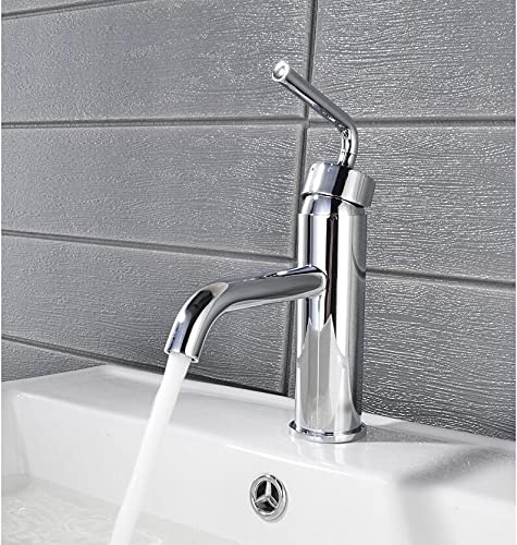 Basin Faucet Bathroom hot and Cold Brush Gold Water Mixer tap Sink Brass Single Lever(Chrome short)