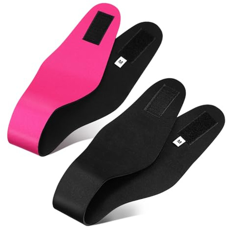 Warmhm Lot de 2 Bandeaux d'oreilles pour Garçon et Filles, Taille Moyenne, Couleur Noire et Rose, Bandeaux de Natation Réutilisables et Ajustables Protection Auditive, Accessoires