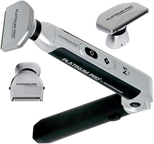 MANGROOMER – Platinum Pro Rasoio posteriore con 3 testine flessibili ammortizzatori, cerniera elettrica, maniglia a portata estrema e custodia bonus (generazione 8.0)