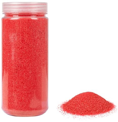 HEKU Hochwertiger roter Dekosand (ca. 750g) I Feine Körnung (0,1-0,5mm) I Wiederverschließbare Dose I Vielseitig für Deko und Bastelarbeiten, Rot