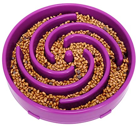 LEACOOLKEY Large Slow Feeder Dog Bowl,Maze Interactive Slow Eating Bowl,Anti Gulping Healthy Eating,Stop Bloat Slow Down Feeding Dishes for Medium/Big Dogs(Purple)