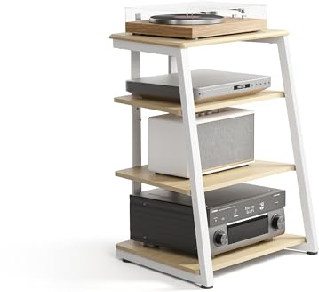 FITUEYES HiFi Shelf AV Shelf 4-level stand di legno con ripiani in legno per giradischi DVD Player Xbox supporto HIFI Rack