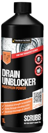 SCRUBB Sink & Drain Unblocker Liquid, Maximum Power, Industrial Strength Formulation, 1L