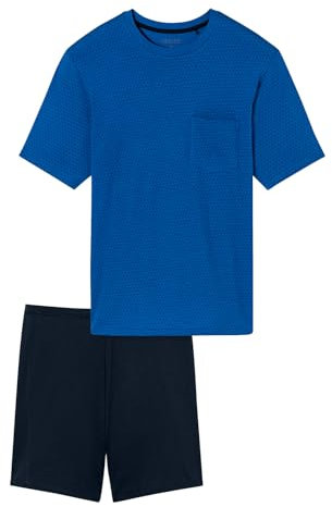 Schiesser Herren Schlafanzug kurz Rundhals - Nightwear Set, Indigo_181155, 52