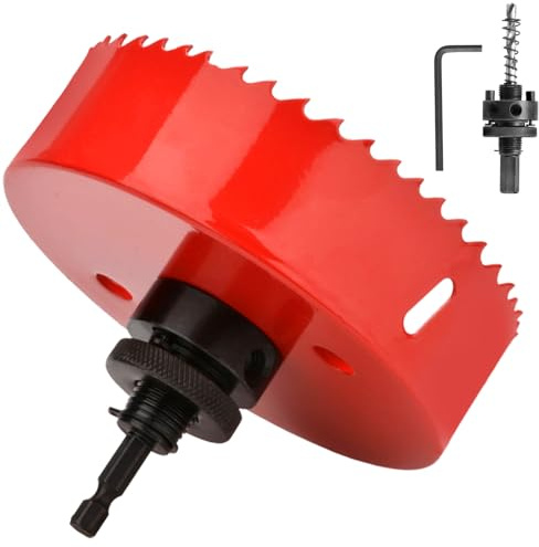 GUOQEE 92mm Hole Saw with Quick Change Arbor, Hole Drilling Cutter HSS BI-Metal for Wood, Plywood, PVC, Drywall and Metal Sheet