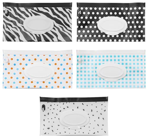 Tiardey 5 Pack Wet Wipe Pouch Refillable Wipes Dispenser Travel Container Wipes Bag