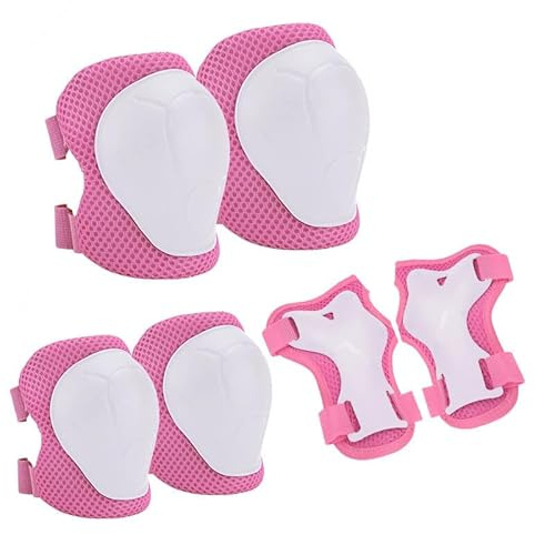 Rodilleras infantiles, protectores para niños, equipo de protección para niños, juego de protectores de rodilla para niños de 3 a 8 años, adecuado para patinaje, bicicletas, monopatín (rosa)