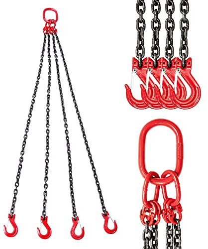 Palan à chaînette de butée 4 brins 5T G80 + acier allié 1,5 m Palan à chaîne manuelle 8 mm Chaîne d'arrêt Chaîne à crochet 5 tonnes