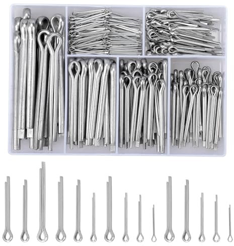 Kigniote 260 Stück Splinte Sortiment Splint Set Splinte Sortiment Edelstahl M1 M2 M2.5 M3 M4 M5 Sicherungssplinte Anhängerkupplung Splint Cotter Pins für Autos Wohnmobile Gartengeräte