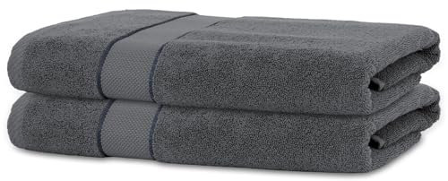 BANANALU 2 Handtücher Set 50x100cm 100% Baumwolle Gästehandtücher Handtuch Anthrazit