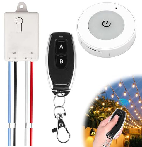 Funkschalter, Funk Lichtschalter, Funkschalter mit Fernbedienung 220v, Mini Relais Wireless Lichtschalter Fernbedienung für Lampen, Deckenleuchten, Ventilatoren