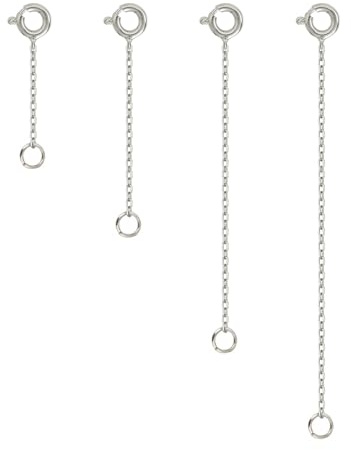 Tongyixin 4 Stück 925 Sterling Silber Kettenverlängerung, Verlängerungskette für Damen,Verlängerungskette um Ihre Colliers und Armband zu Verlängern (4 Stück Silber)