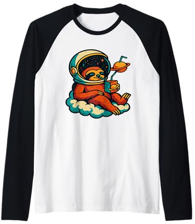 Casque Paresseux dans l'espace avec Nuage Relaxant avec Boisson Manche Raglan