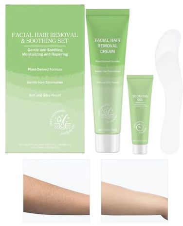 Crema depilatoria para la cara | 2 en 1 productos calmantes para el cuidado de la piel - crema depilatoria para el facial, para axilas, piernas, brazos, abdomen, área íntima, verano, viajes