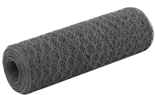Clôture de jardin - Frise pour cour, clôture de jardin - En acier avec revêtement en PVC - 25 x 0,5 m - Gris - Pour jardin, terrasse, balcon