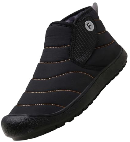 Bottes d'hiver pour homme - Bottes de neige pieds nus - Doublure chaude - Antidérapantes - Chaussures de trekking - Bottes de randonnée - Bottes légères, Noir , 44 EU