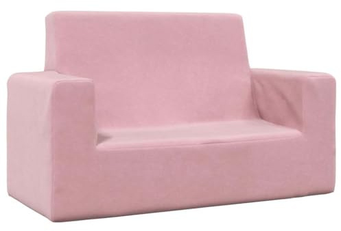 Runheo Sofá infantil de 2 plazas, color rosa, felpa suave con relleno de espuma, 84 x 38 x 50 cm, funda extraíble, fácil de limpiar, asiento para habitación infantil, cómodo para jugar y leer