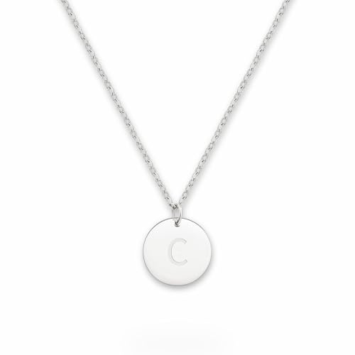 GOOD.designs ® Halsband med bokstäver i silver, initialer halsband av rostfritt stål, 45 + 5 cm, Rostfritt stål (C)