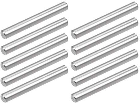sourcing map 10Pcs 5mm x 32mm Dowel Pin 304 Stainless Steel Pegs Support Shelves Silver Tone