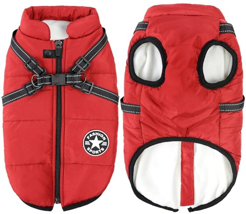 Aiboria Manteau d'hiver pour Chien Coupe-Vent Imperméable 2 en 1 Chiot Petit Gilet avec Harnais Veste Chaud Rembourré pour Chien Manteaux Imperméables pour Chiens Vêtements d'hiver pour Chiens