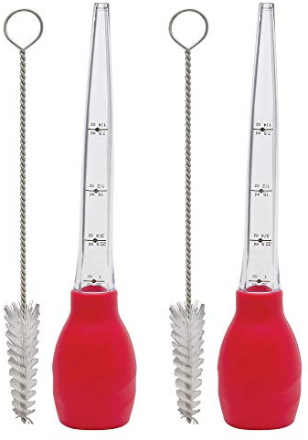 HIC Kitchen Roasting Stand-Up Turkey Baster, Heat-Resistant Silicone Bulb With Plastic Tube, 1-Ounce Capacity, Set of 2