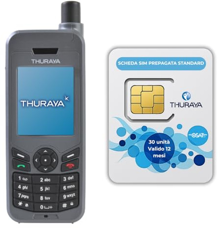 OSAT Thuraya XT-Lite Téléphone Satellite + Carte SIM prépayée Standard de 30 unités | Validité de 365 Jours | Couverture Voix et SMS pour la Communication à Distance et d'urgence.