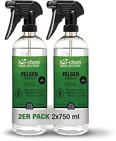 Bio-Chem Detergente per cerchi auto 2x 750 ml I senza acidi I per cerchi in acciaio e in alluminio I detergente per coprimozzi e alluminio per la cura ottimale dell'auto e la lucentezza dei pneumatici