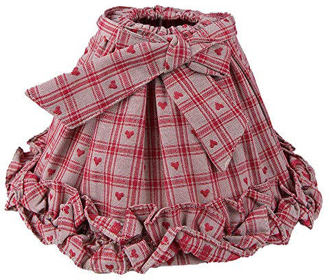 Clayre & Eef Lampenschirm Ø 25x15 cm Rot Beige Baumwolle Synthetisch Rauten Stofflampenschirm